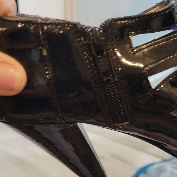 Maurices Black Patent Leather Heels with Strappy Design - Picture 3 of 4